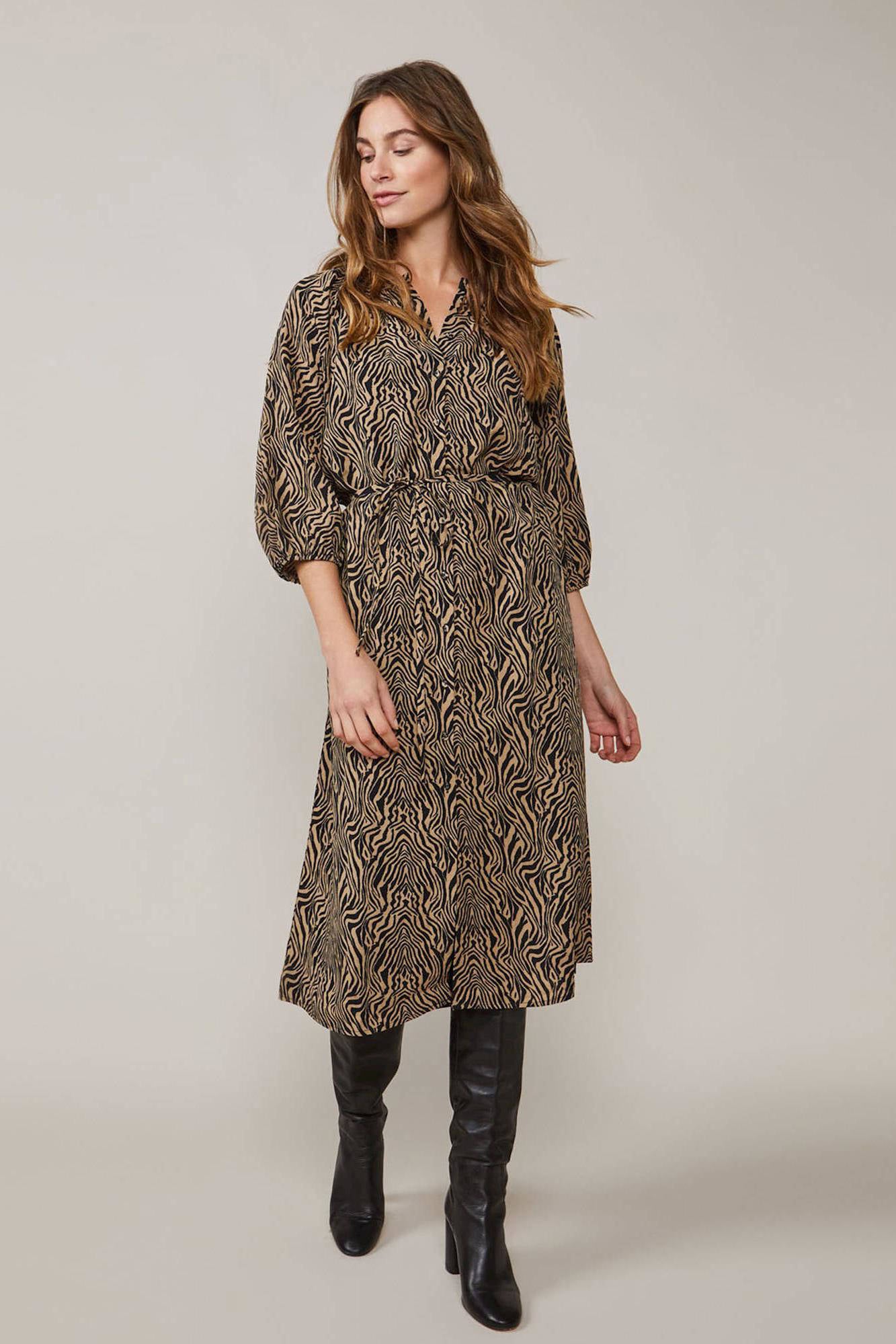 Summum Woman jurk met zebraprint bruin/zwart | wehkamp