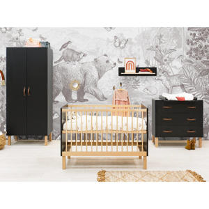 3-delige babykamer Floris mat zwart/naturel Floris