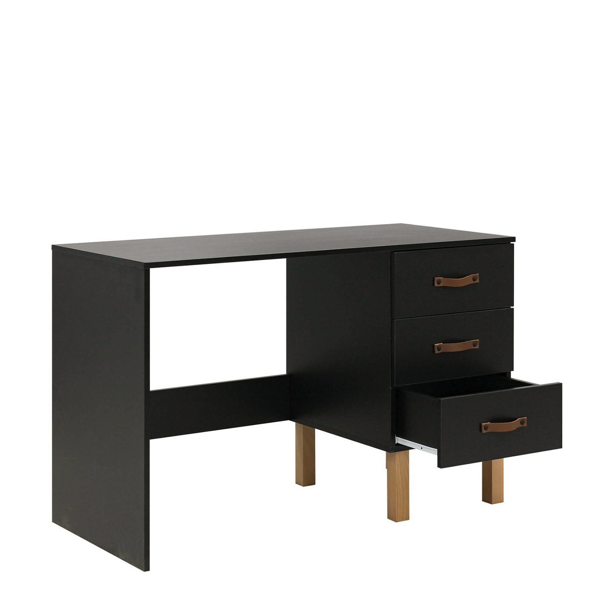 Bopita bureau Floris Mat Zwart/Naturel - Afbeelding 2