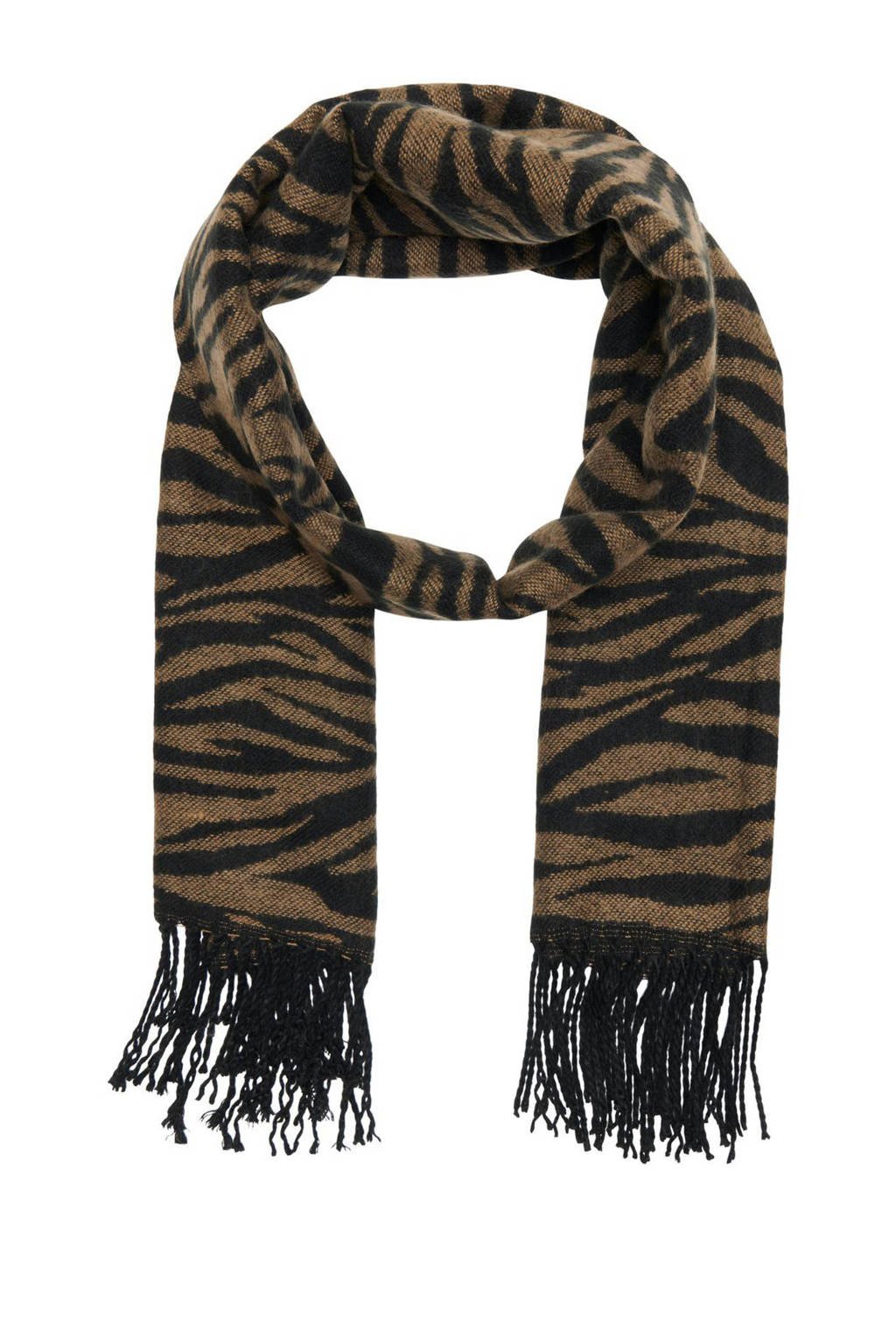 ONLY sjaal ONLANNALI met zebrarprint zwart/bruin, Zwart/bruin