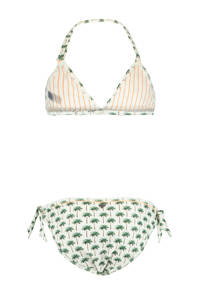 America Today Junior triangel bikini Luna met all over print wit/groen, Wit/groen