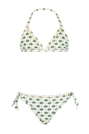 triangel bikini Luna met all over print wit/groen