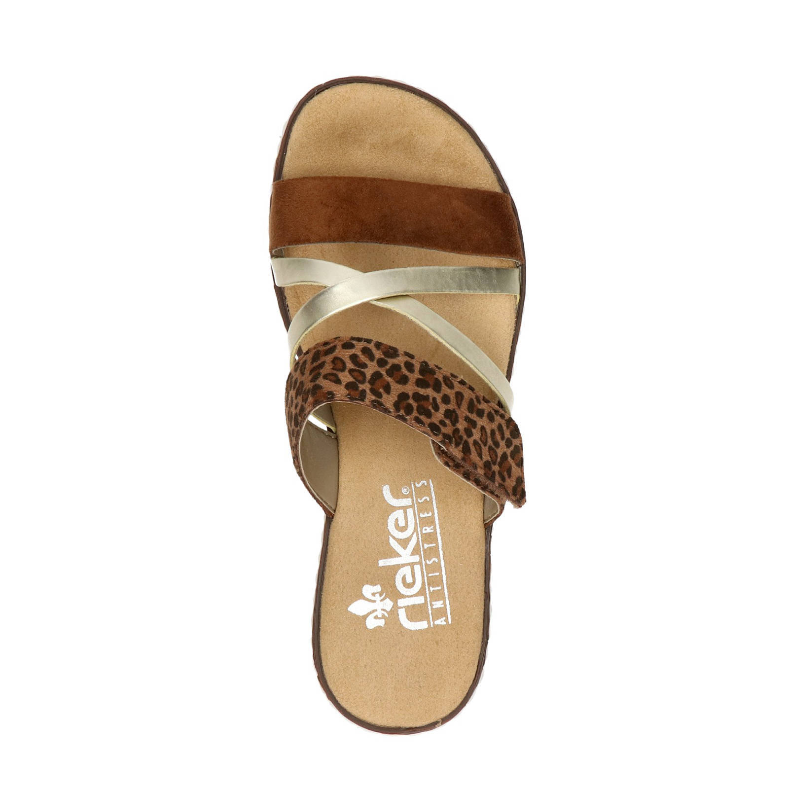 Rieker slippers met panterprint cognac | wehkamp
