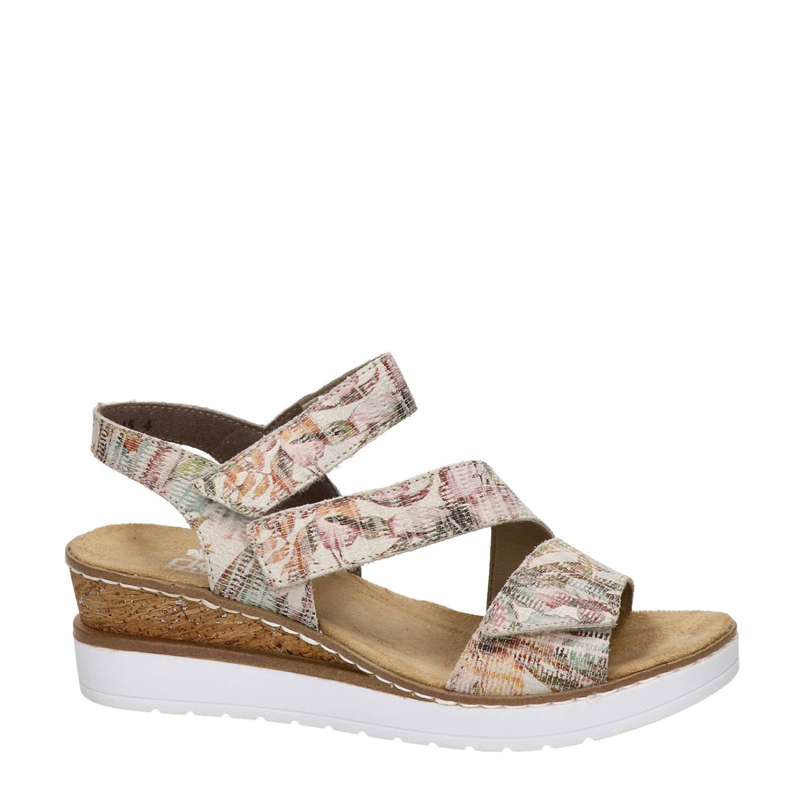 Rieker leren sleehakken met bloemenprint beige | wehkamp