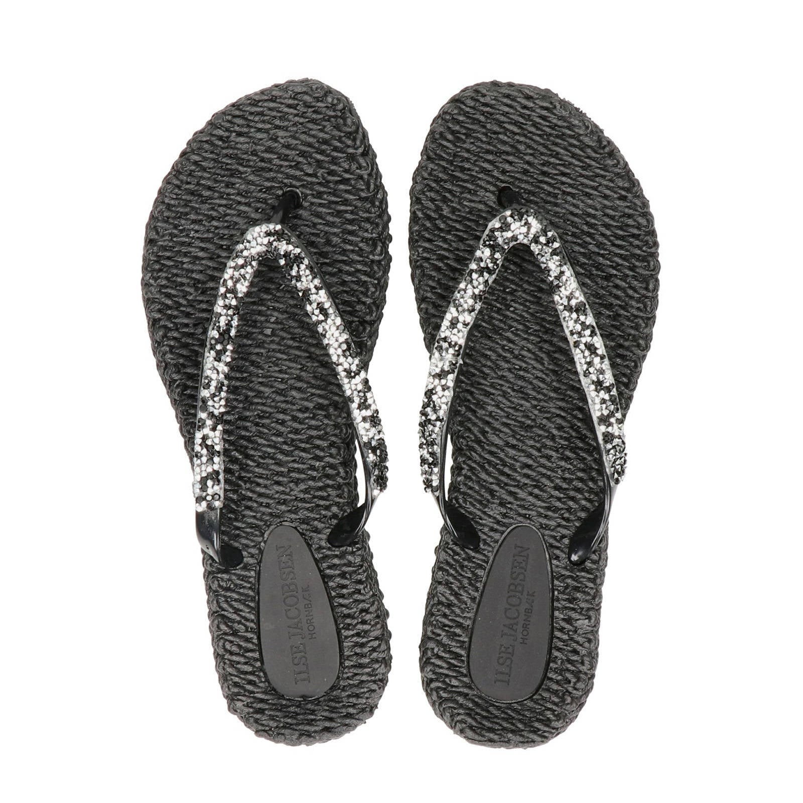 Ilse Jacobsen Cheerful teenslippers met sierstenen zwart | wehkamp