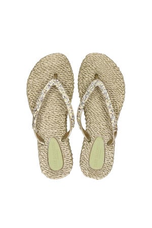 Cheerful teenslippers met sierstenen goud