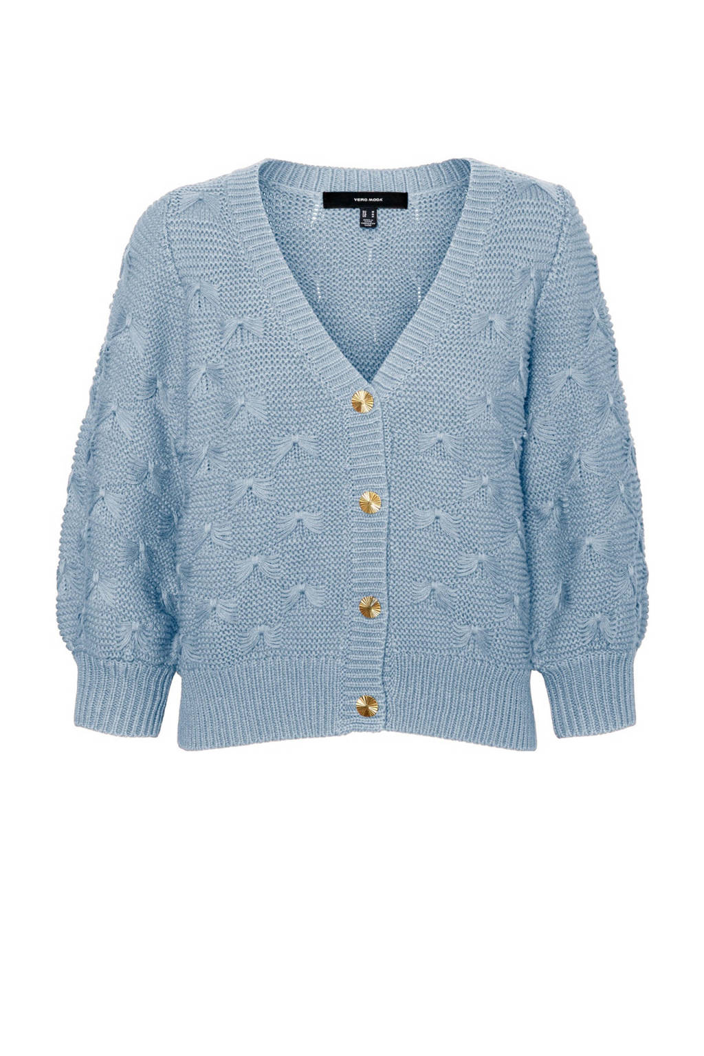 VERO MODA grofgebreid vest VMLIANA met biologisch katoen blauw, Blauw