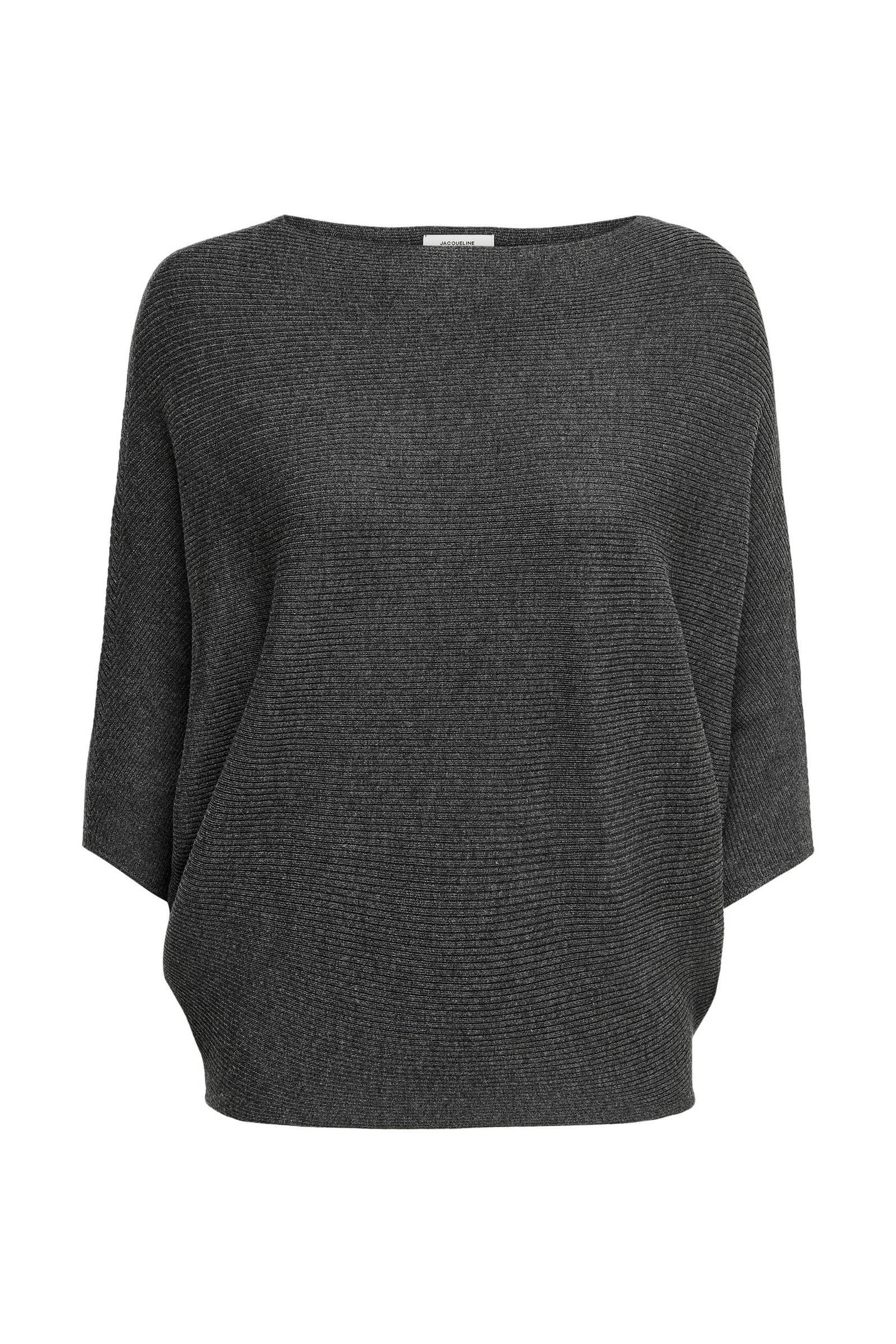 JDY ribgebreide top NEW met vleermuismouwen antraciet