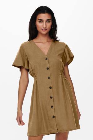 jurk ONLMAGNE met plooien camel