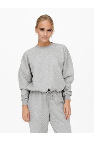 sweater ONLSQUARE met textuur grijs