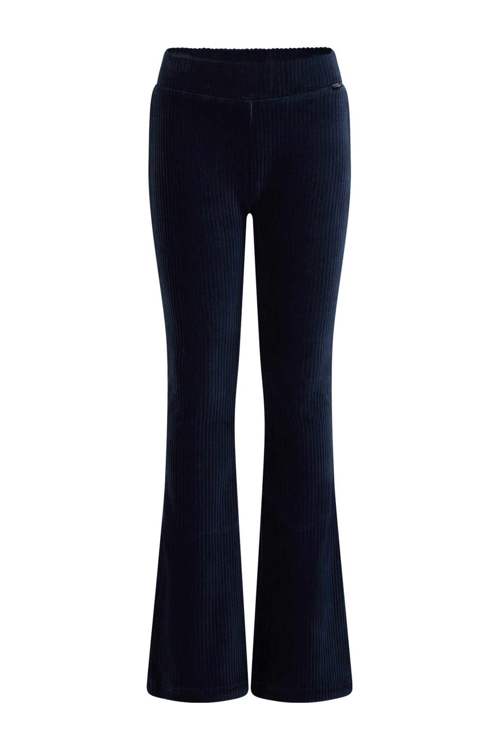 WE Fashion corduroy flared broek donkerblauw | wehkamp