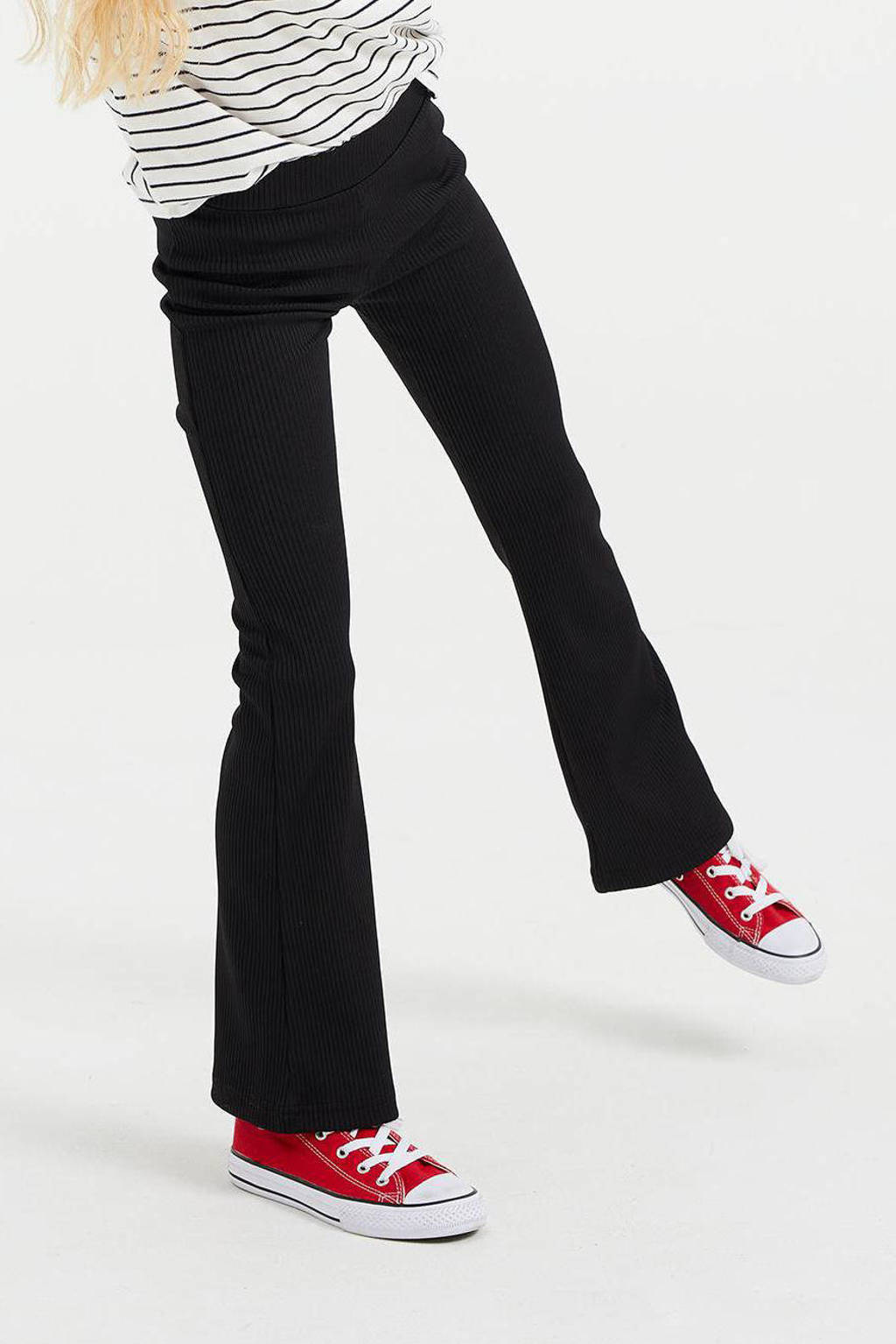 WE Fashion regular fit broek van gerecycled polyester zwart, Zwart
