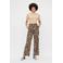 PIECES high waist wide leg pantalon met dierenprint zwart/beige
