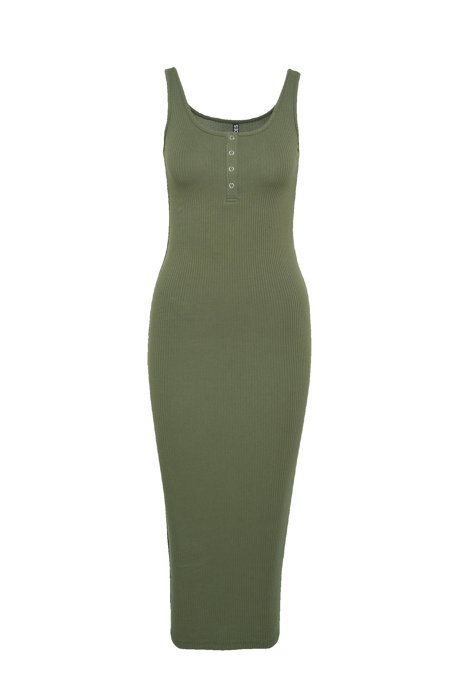 PIECES ribgebreide jurk PCKITTE met biologisch katoen donkergroen online kopen