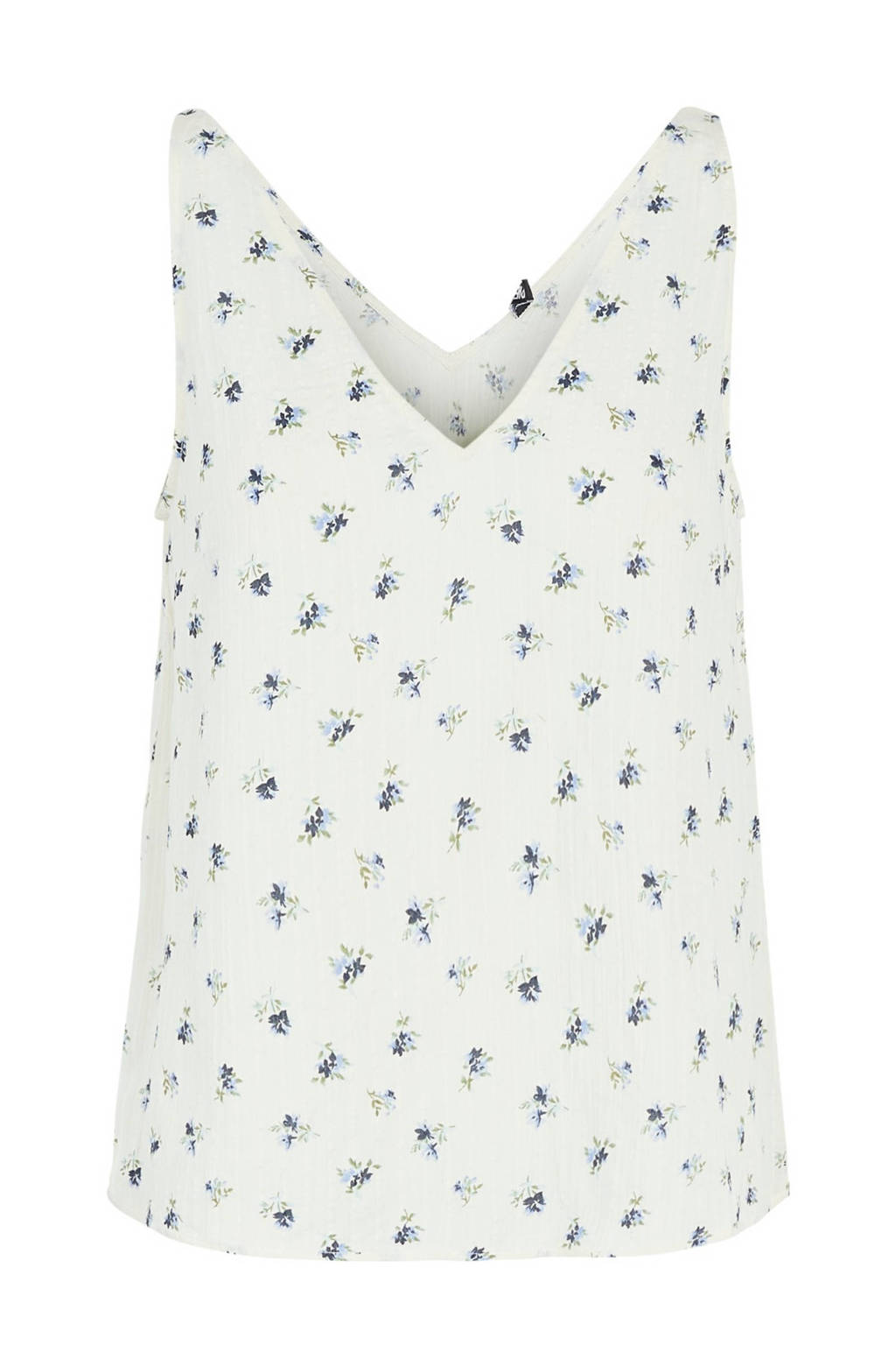 Ecru dames PIECES top van viscose met all over print en V-hals