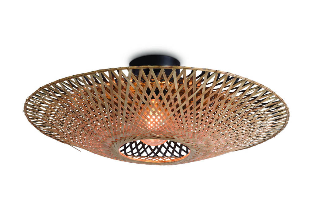 Good&Mojo Plafondlamp Kalimantan (Ø44cm), Zwart, naturel