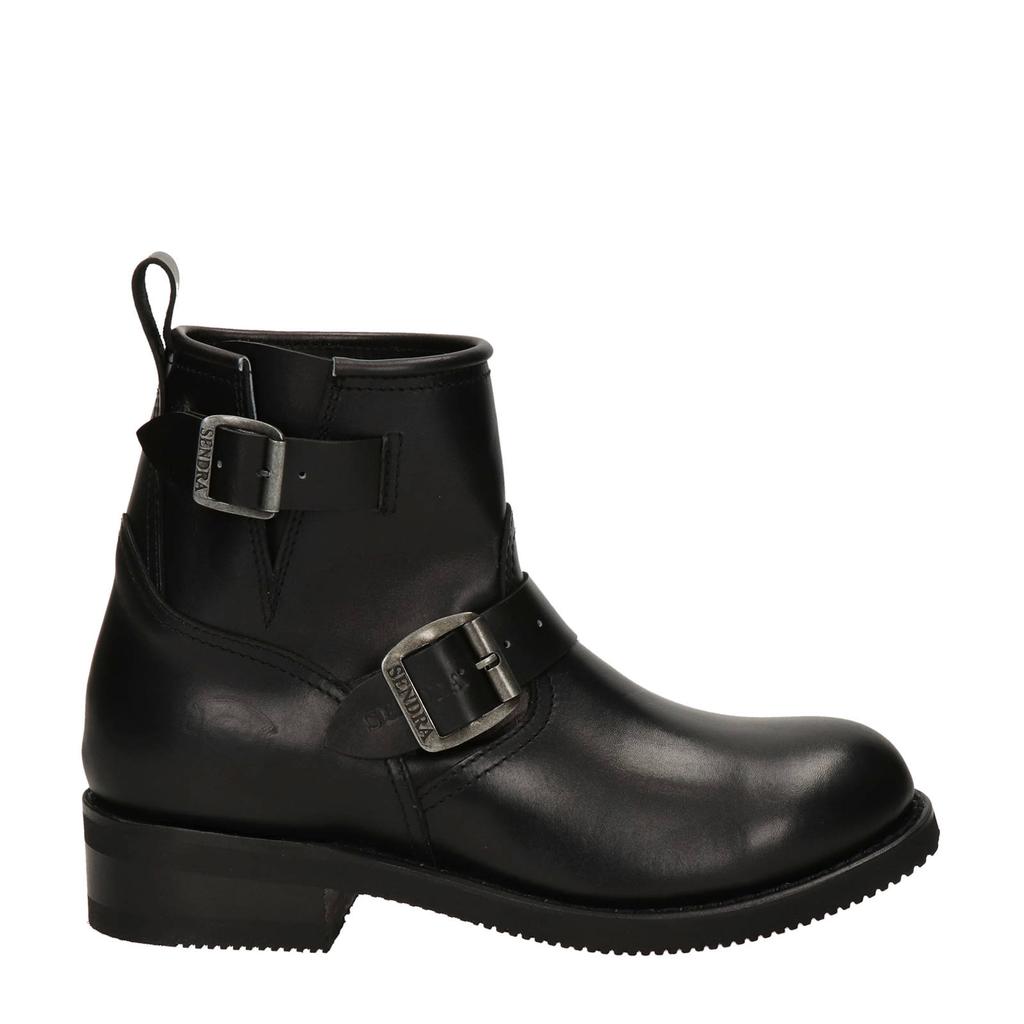 Zwarte dames Sendra 2976 Carol leren bikerboots