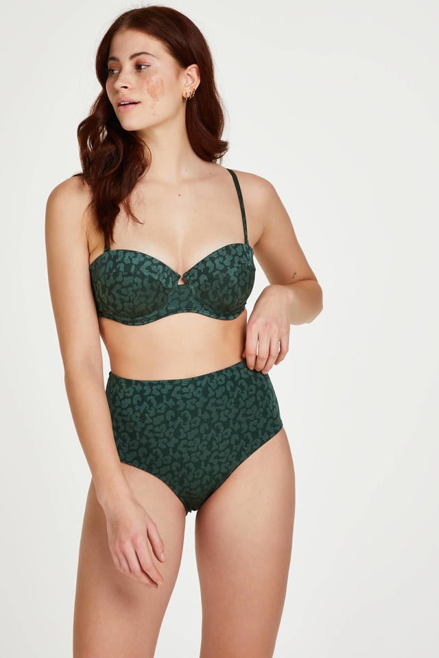 Amfibisch Overvloed Heerlijk Hunkemöller high waist bikinibroekje Tonal met panterprint groen | wehkamp