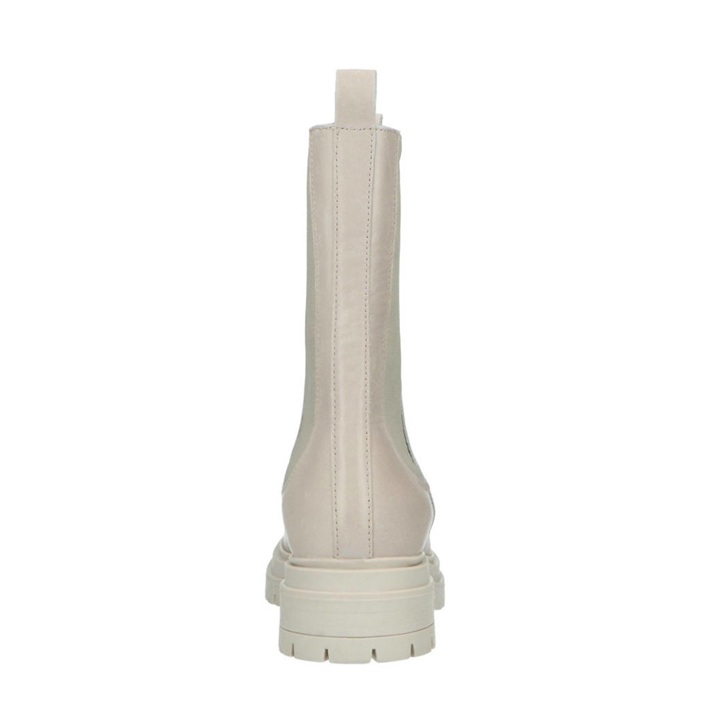 Manfield hoge leren chelsea boots ecru wehkamp