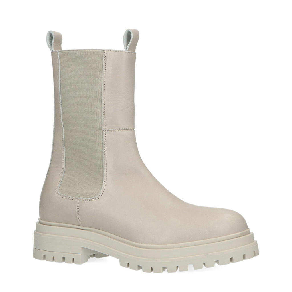 Manfield hoge leren chelsea boots ecru wehkamp