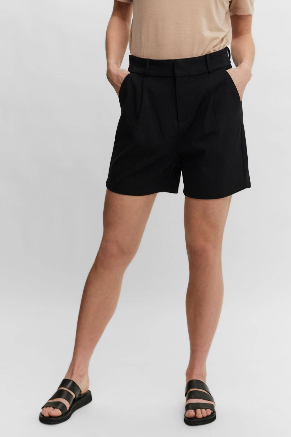 VERO MODA high waist wide leg korte broek VMEVA zwart | wehkamp