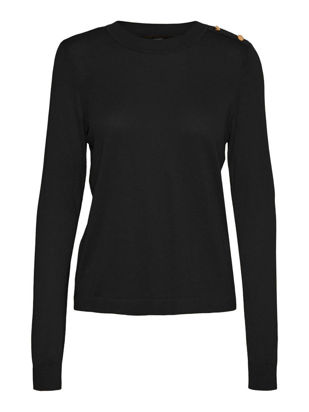 Zwarte dames VERO MODA trui met lange mouwen en ronde hals