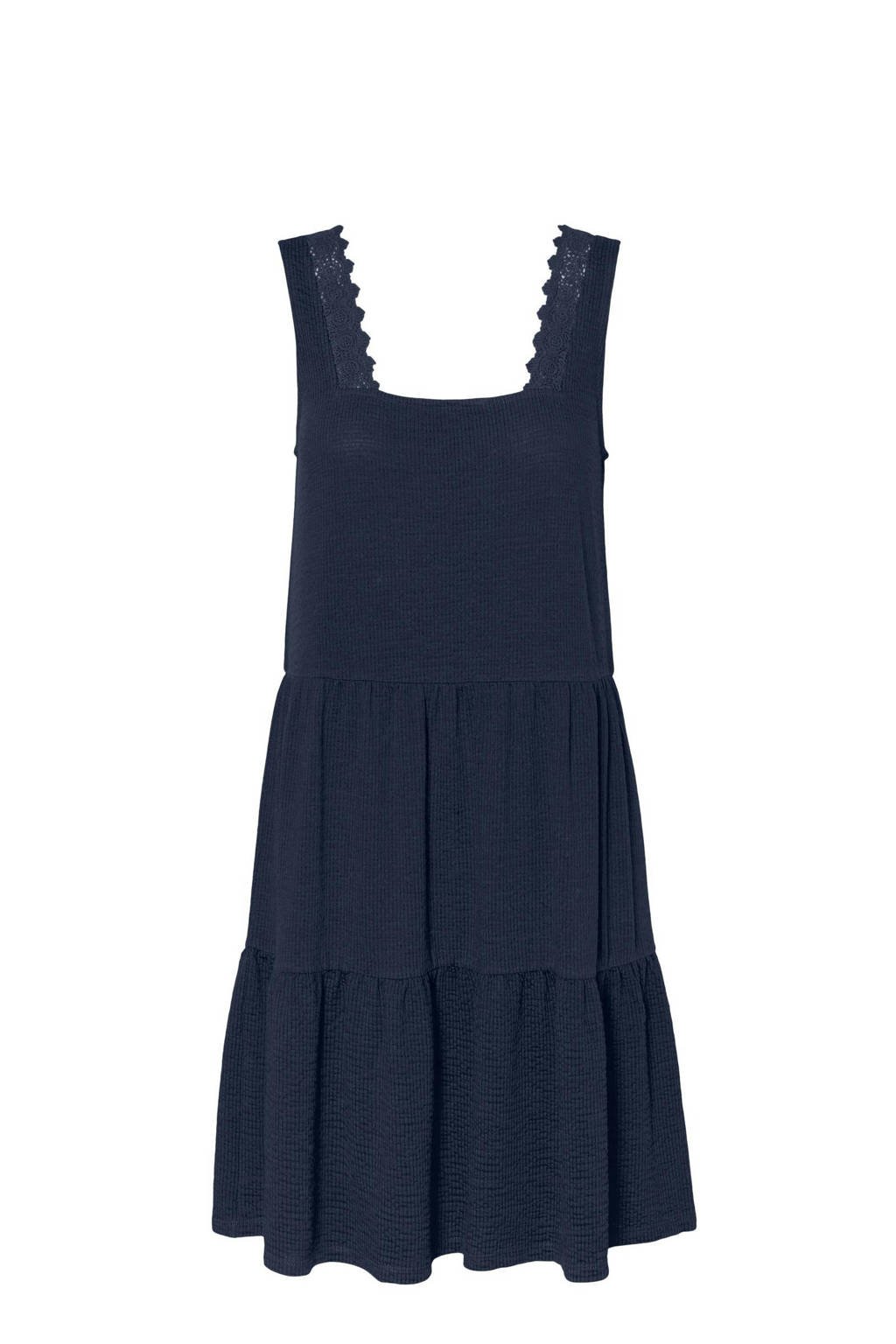 VERO MODA CURVE A-lijn jurk VMALICE van gerecycled polyester donkerblauw, Donkerblauw