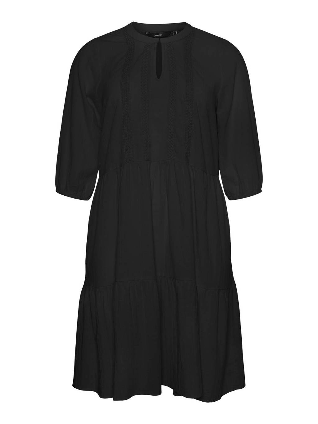 VERO MODA CURVE A-lijn jurk VMMANA van biologisch katoen zwart, Zwart