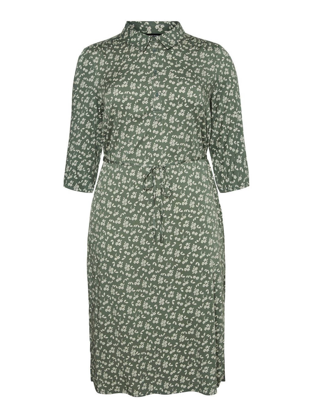 VERO MODA CURVE blousejurk VMMARIK met all over print groen/wit, Groen/wit