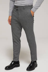 Van Gils slim fit pantalon met visgraat grey melange