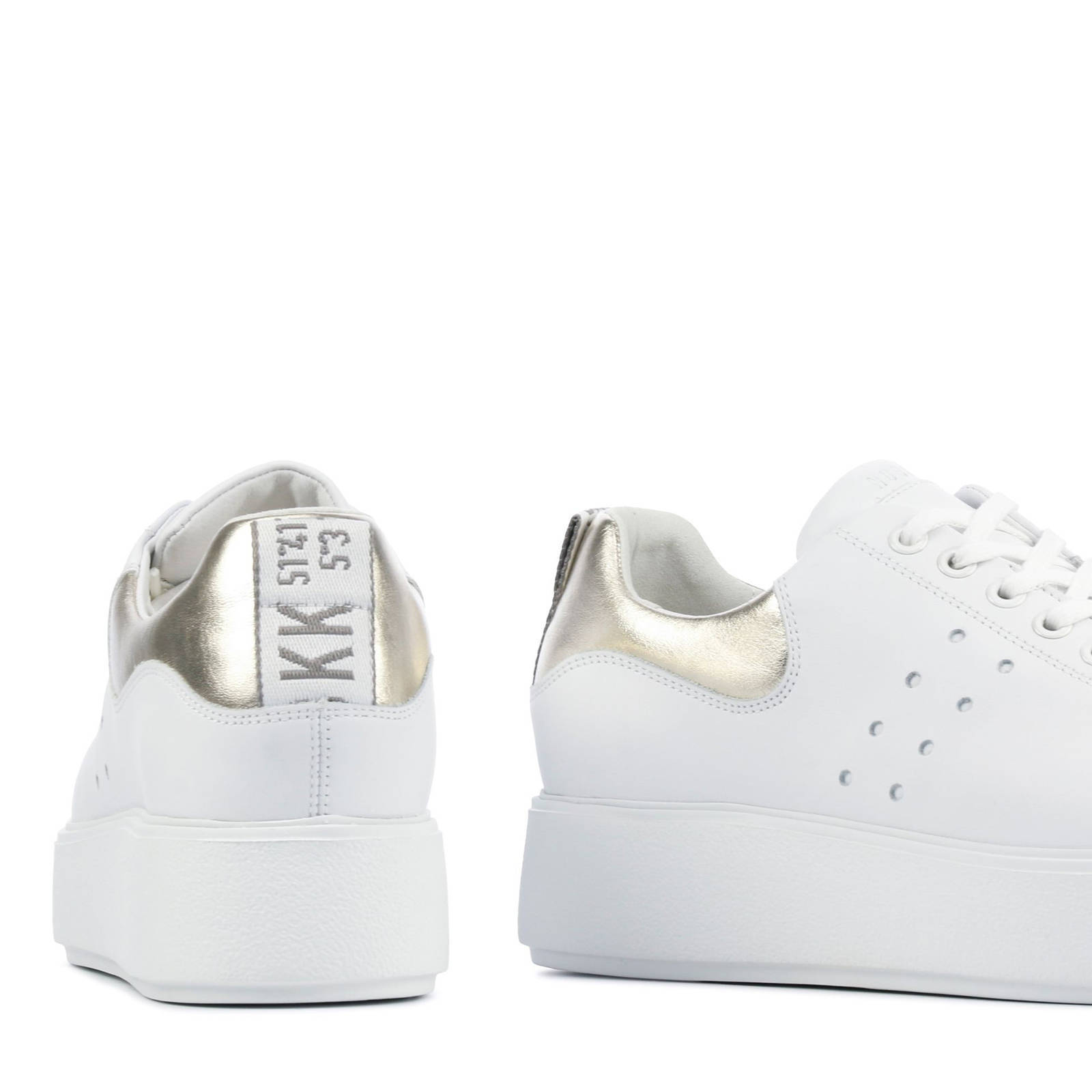 Nubikk Yeye Maze L leren sneakers wit/goud - Schoenen.nl