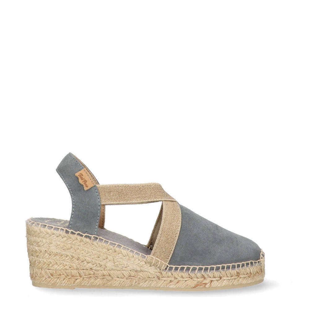 Grijze dames Toni Pons Tona suède espadrilles met sleehak