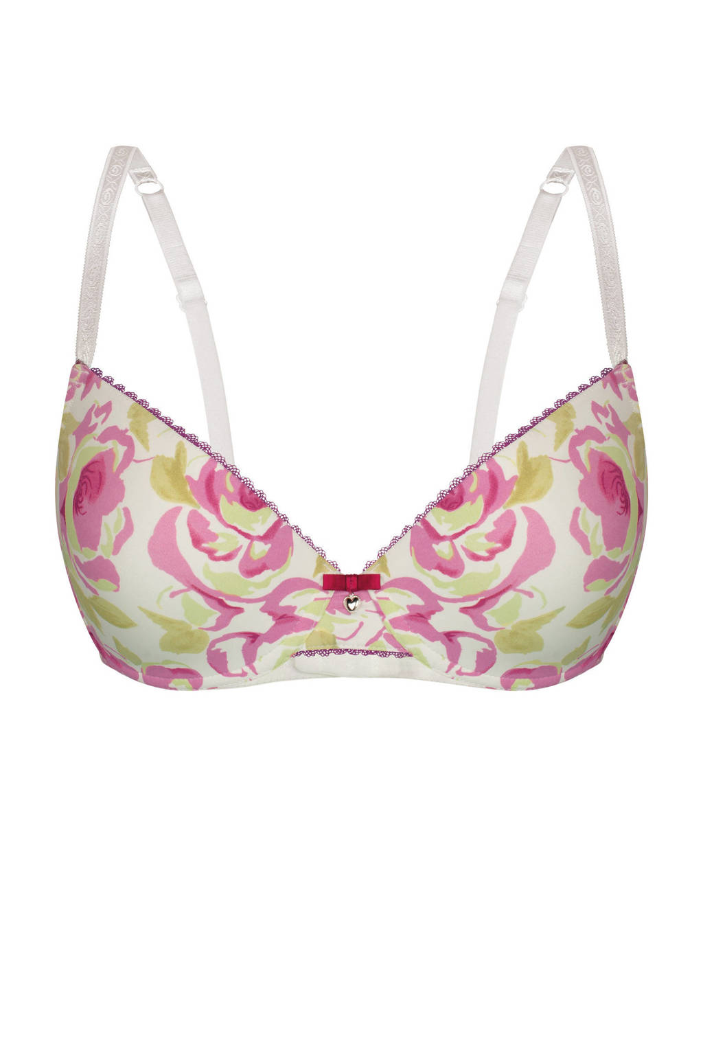 Sassa Mode gebloemde voorgevormde beugelbh Summer Garden roze/lime, Roze/lime