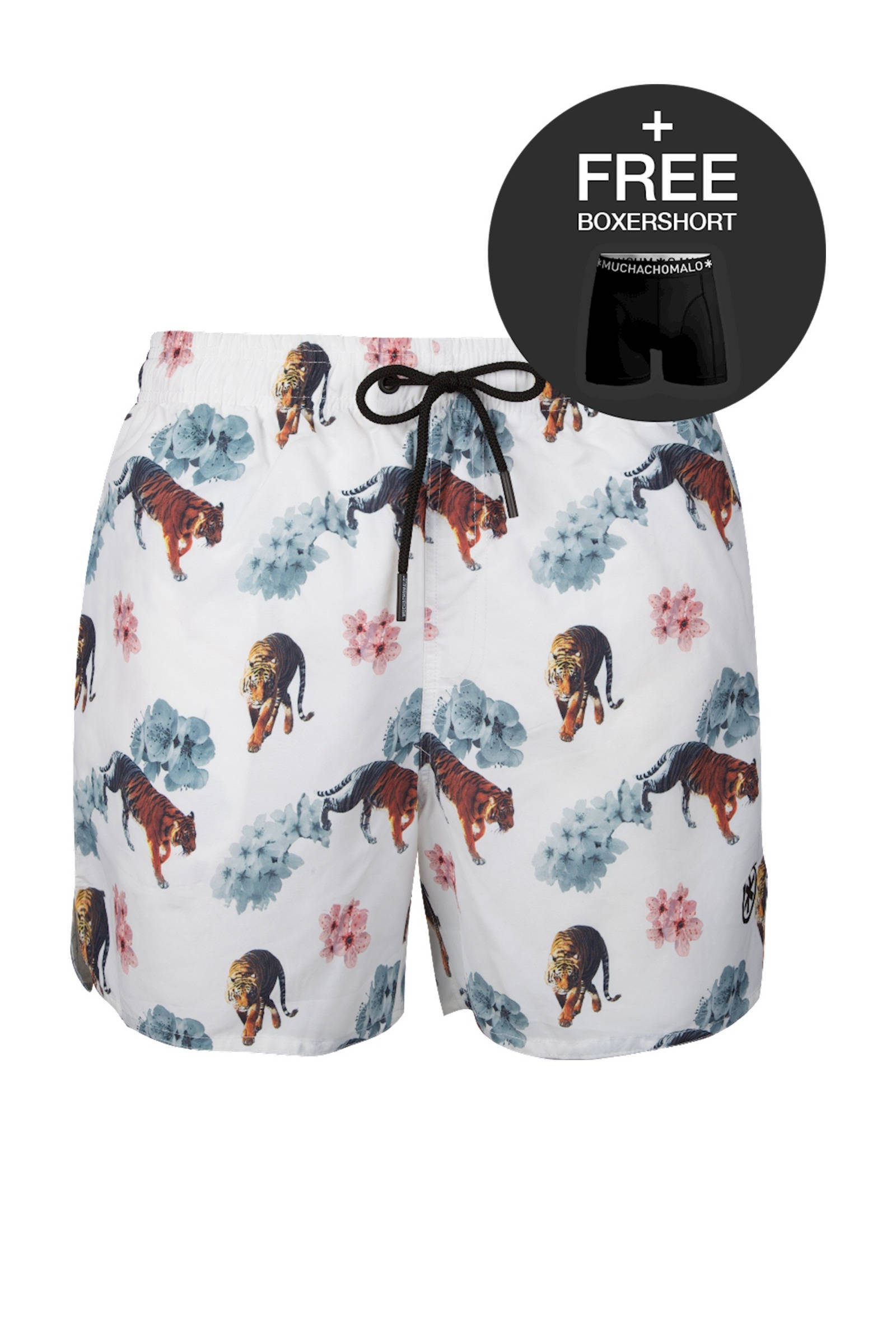 Muchachomalo zwemshort + gratis boxershort met all over print wit/zwart/roze online kopen