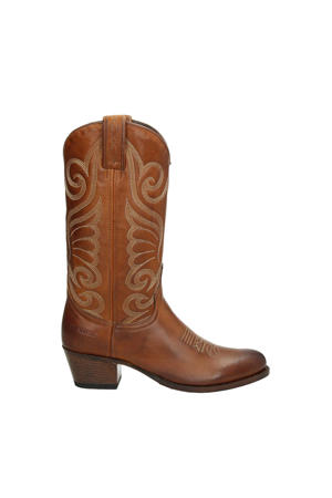 Sacha Dames Rode leren laarzen met zilverkleurige studs