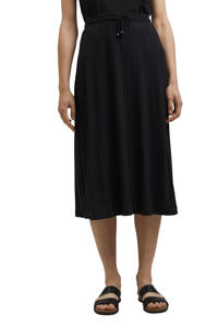 Zwarte dames ESPRIT Women Casual fijngebreide rok van gerecycled polyester voorzien van elastische tailleband