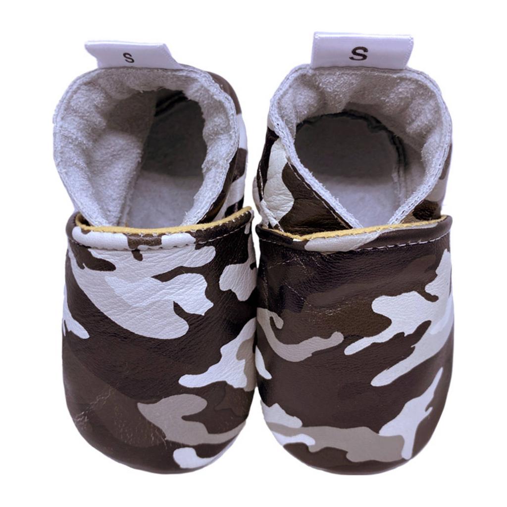 Wit, zwart en grijze jongens Babysteps leren babyslofjes met camouflageprint