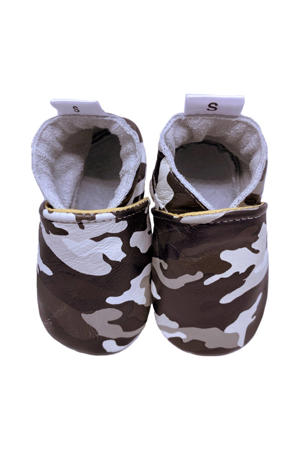 leren babyslofjes met camouflageprint