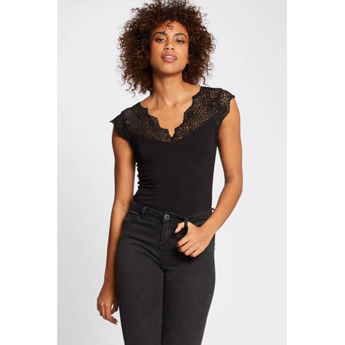 Morgan T-shirt met kant zwart afbeelding