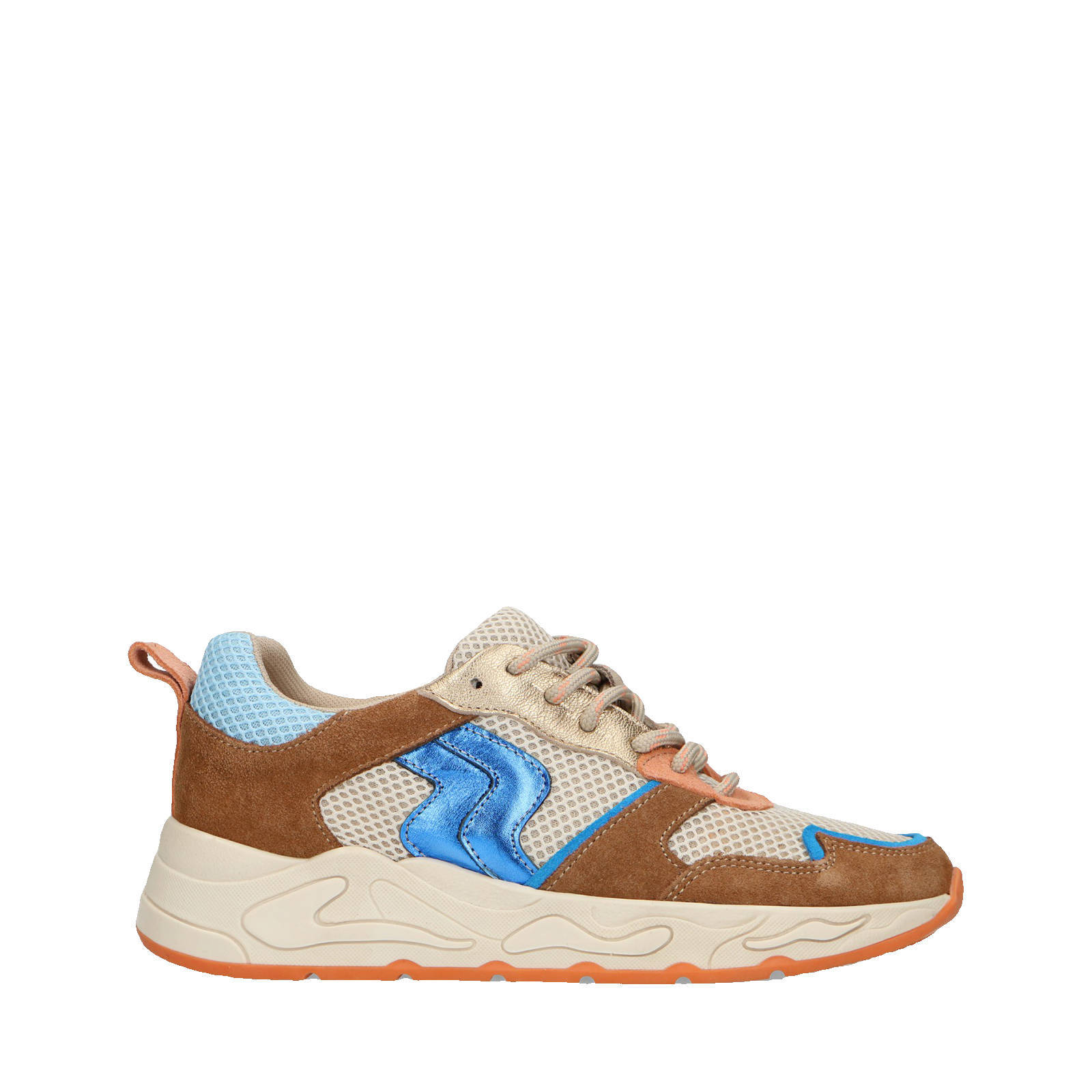 Sacha suède sneakers cognac/blauw | wehkamp