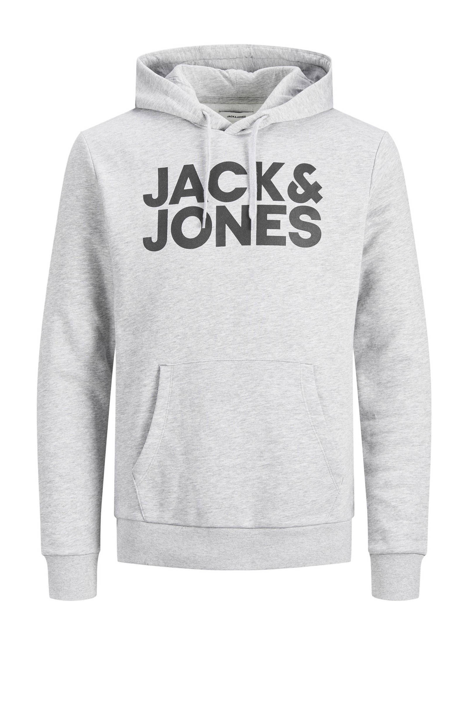 JACK & JONES ESSENTIALS hoodie JJECORP met logo light grey melange online kopen