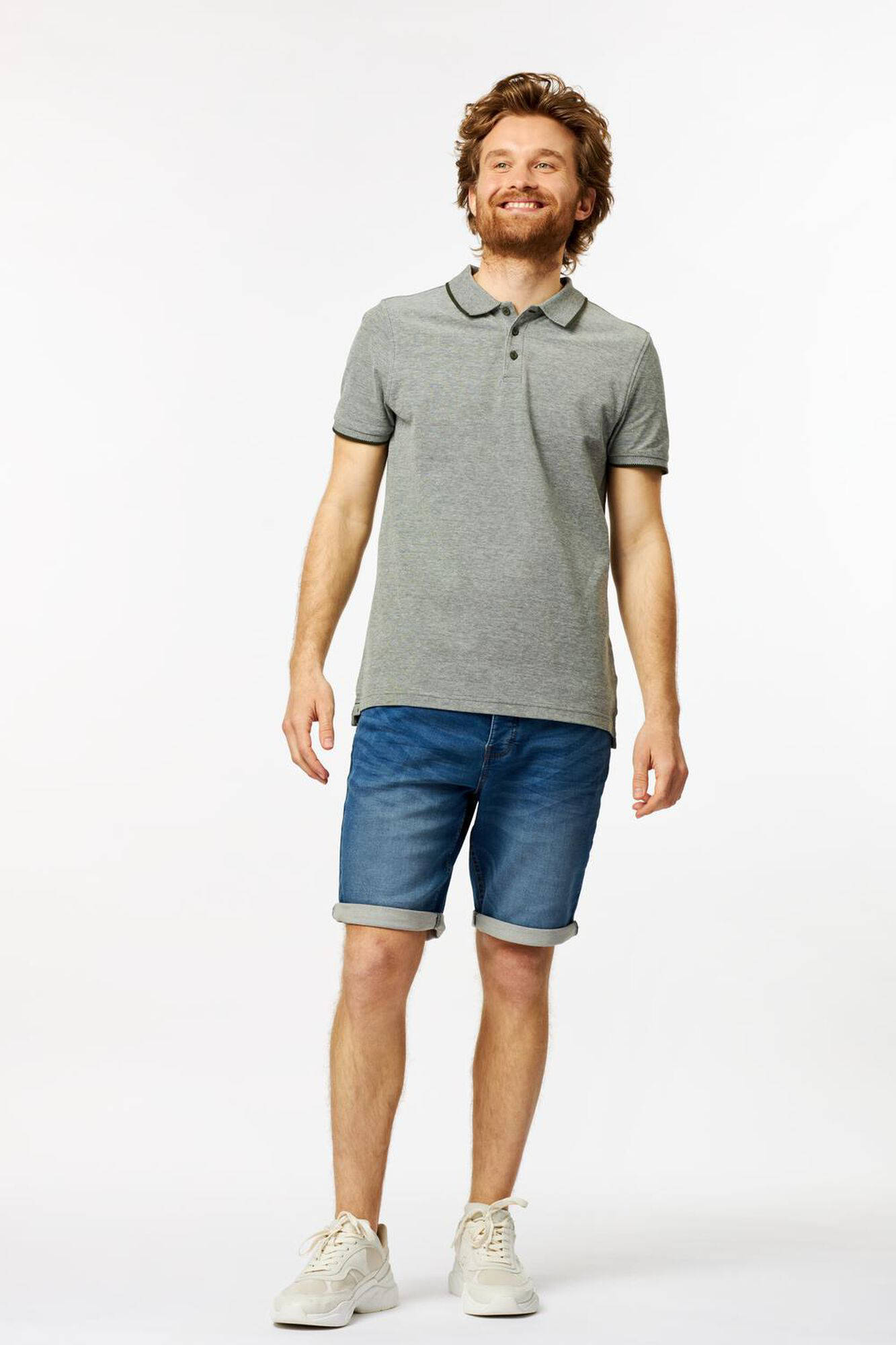 HEMA gemêleerde regular fit polo DENTON grijs melange | wehkamp