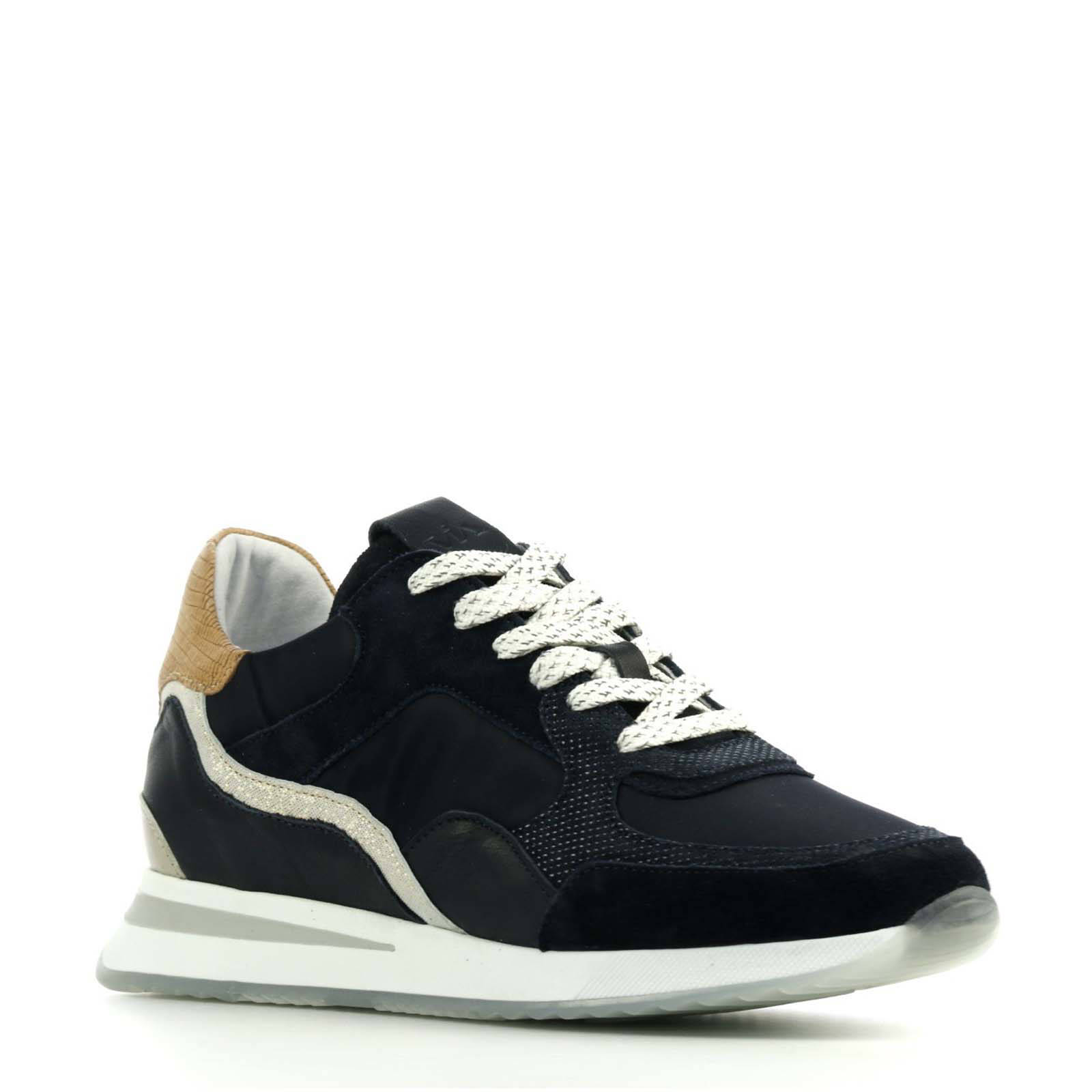 Via Vai 5607017 leren sneakers donkerblauw | wehkamp