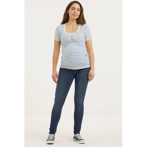 LOVE2WAIT low waist skinny zwangerschapsjeans met katoen donkerblauw afbeelding