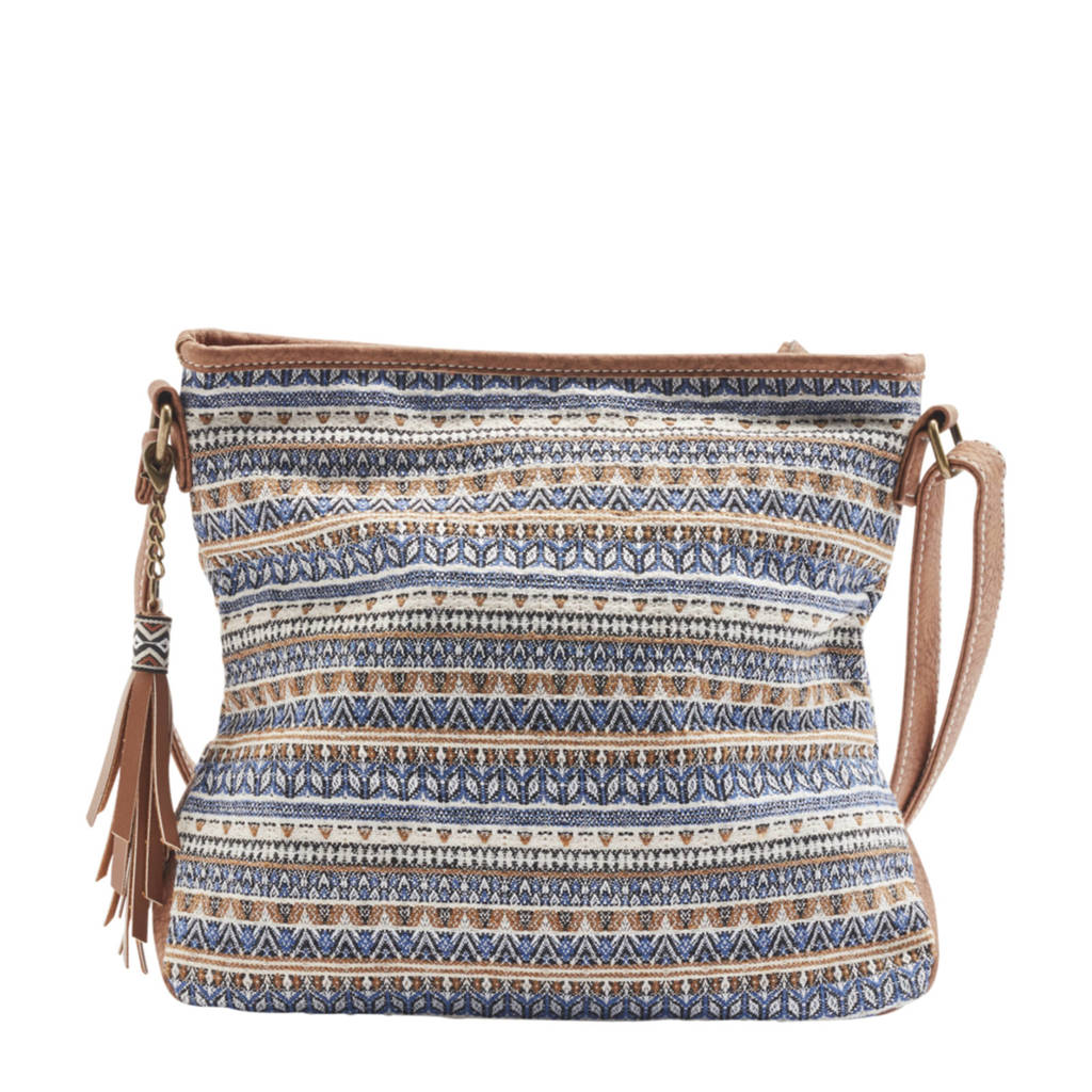 Graceland schoudertas blauw/bruin?, Blauw/bruin