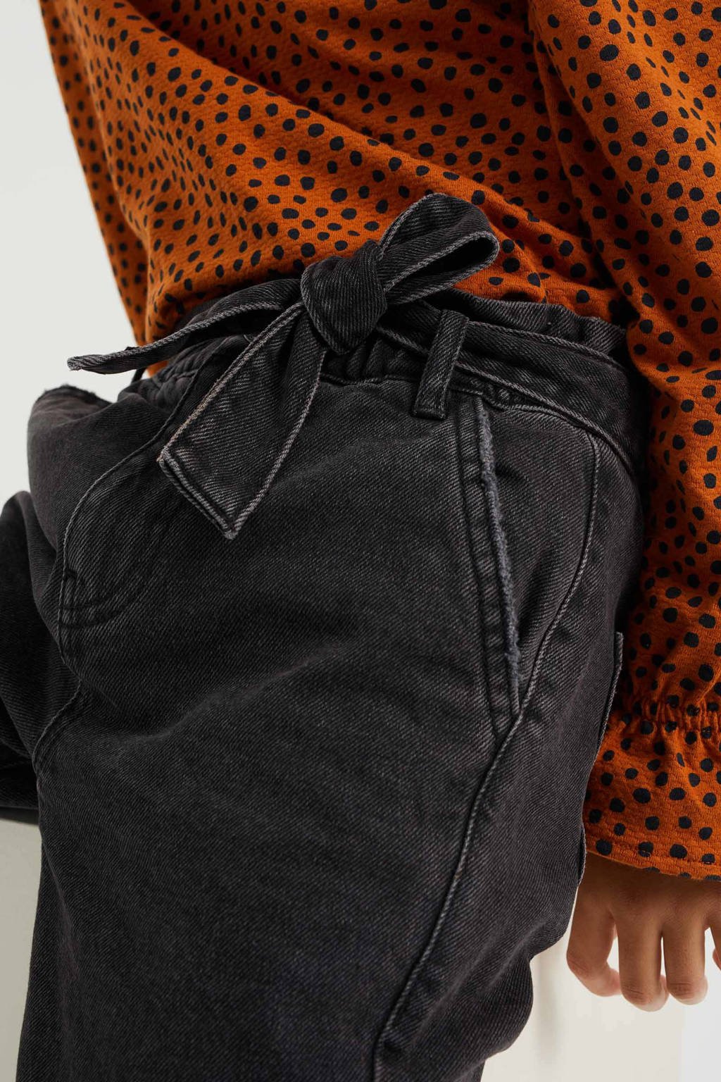 WE Fashion Blue Ridge high waist paperbag jeans black denim, Black denim