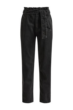 high waist tapered fit jeans black denim