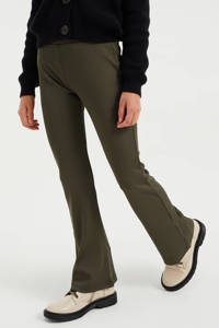 WE Fashion regular fit broek van gerecycled polyester kaki, Kaki