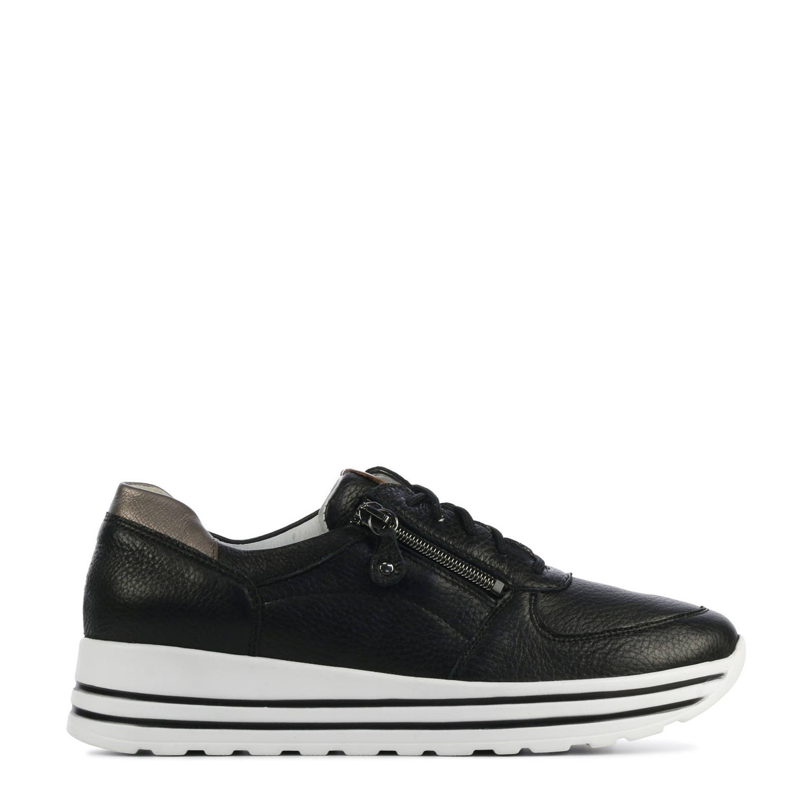 Waldlaufer 758009 comfort leren sneakers zwart/zilver online kopen