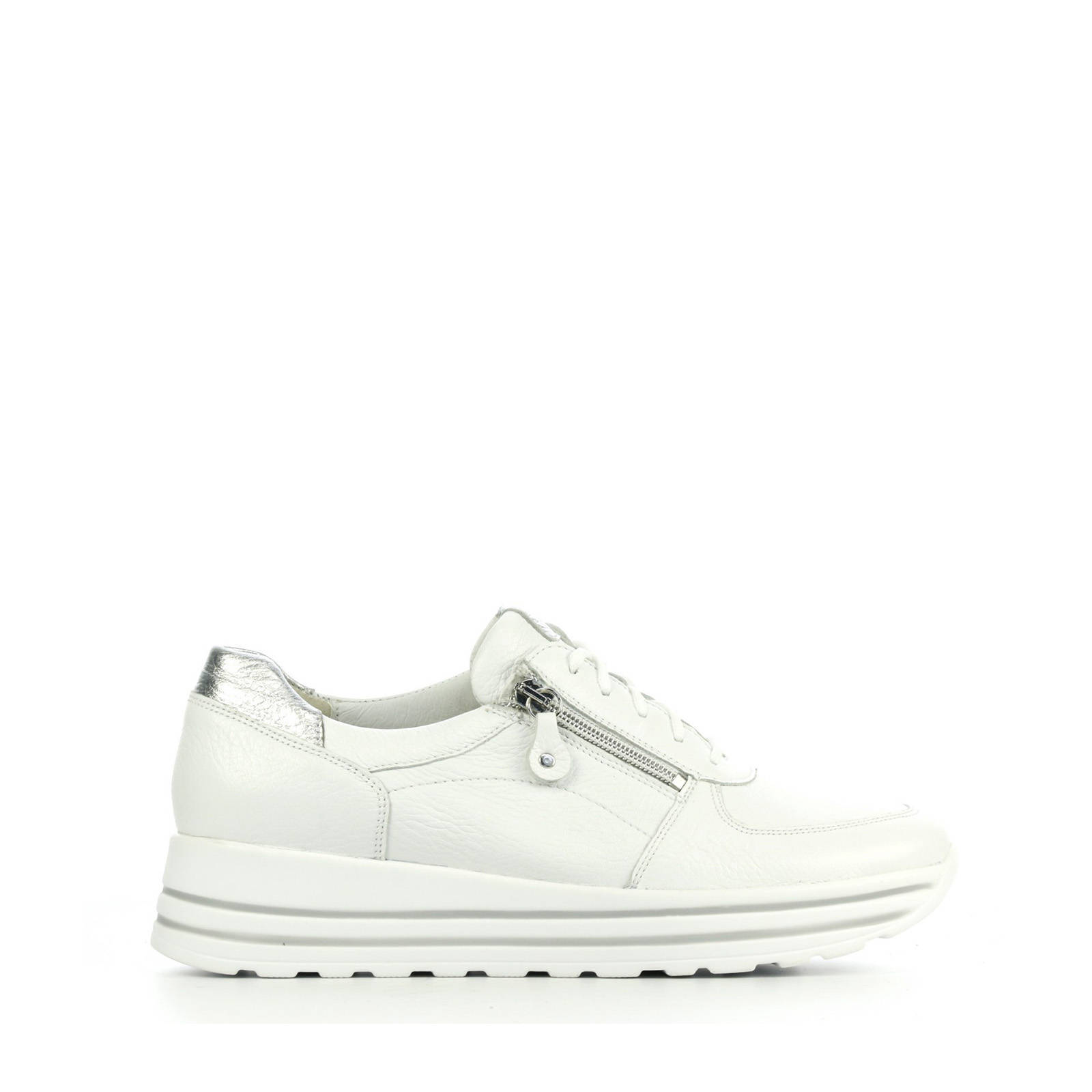 Waldlaufer 758009 comfort leren sneakers wit/zilver | wehkamp